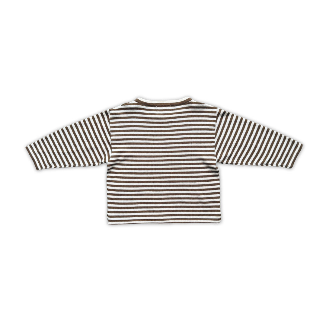 GROWN ORGANIC ESSENTIAL L/SLEEVE KNIT TEE: ESPRESSO