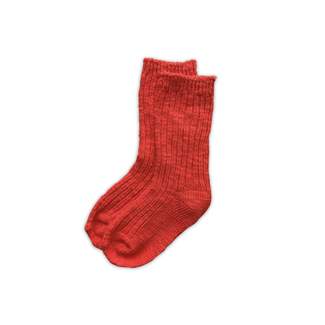 GROWN COTTON SLUB CHUNKY RIB SOCKS: SAUCE