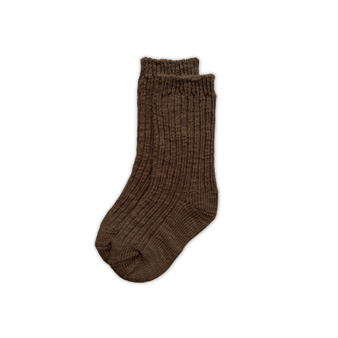GROWN COTTON SLUB CHUNKY RIB SOCKS: ESPRESSO