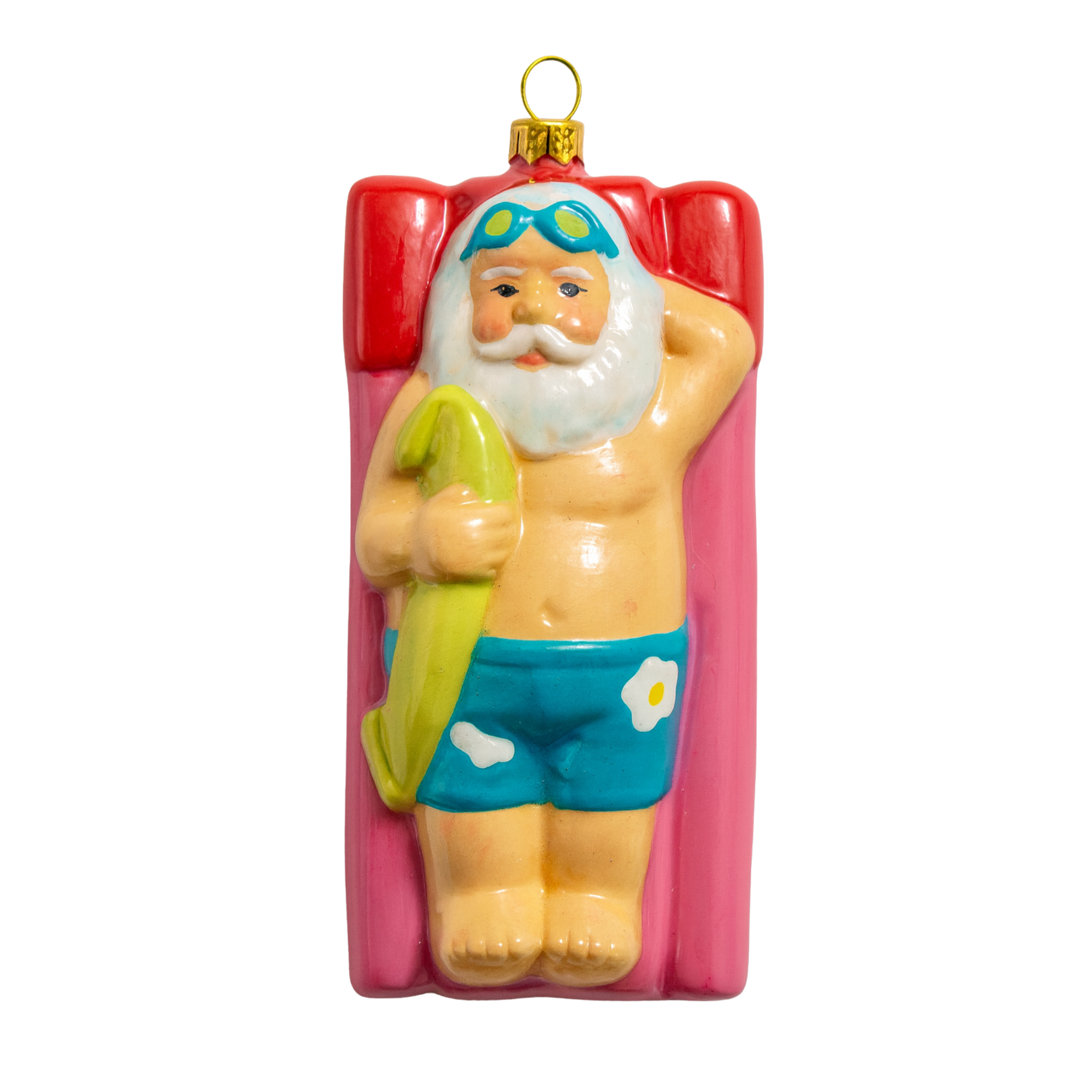 HANGING LAYING BEACH SANTA ORNAMENT