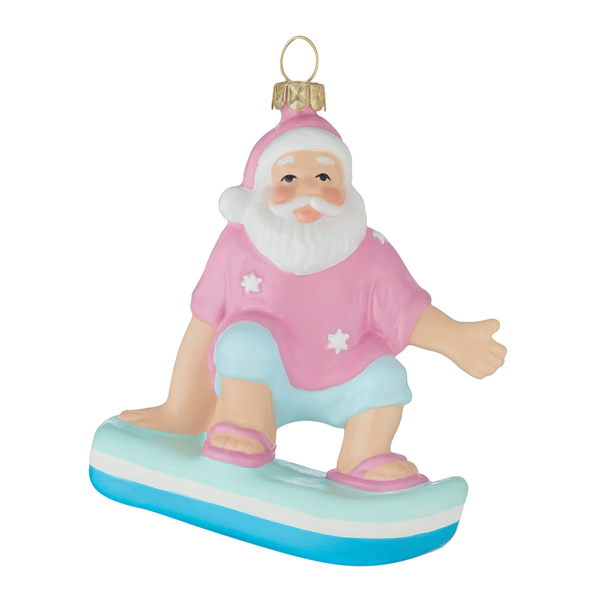 HANGING SURFING BEACH SANTA ORNAMENT