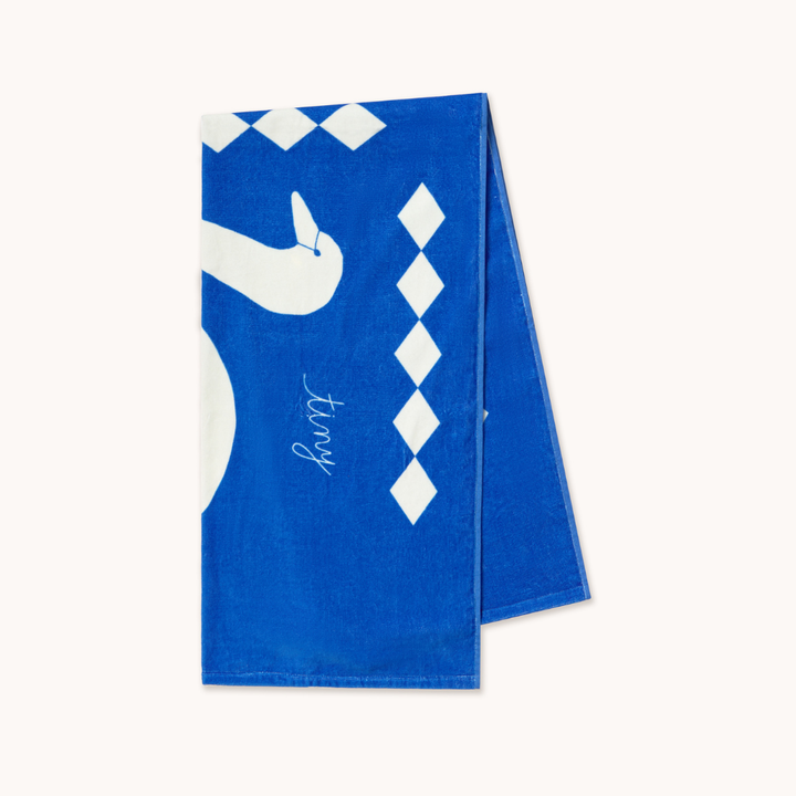 TINY COTTONS SWANS TOWEL: BLUE