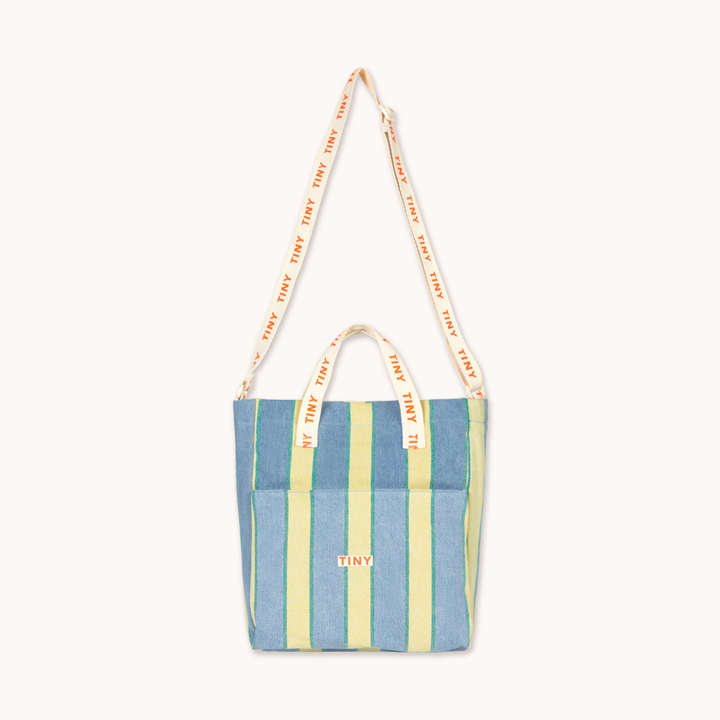 TINY COTTONS RETRO STRIPES SHOES BAG: LIGHT WASH DENIM