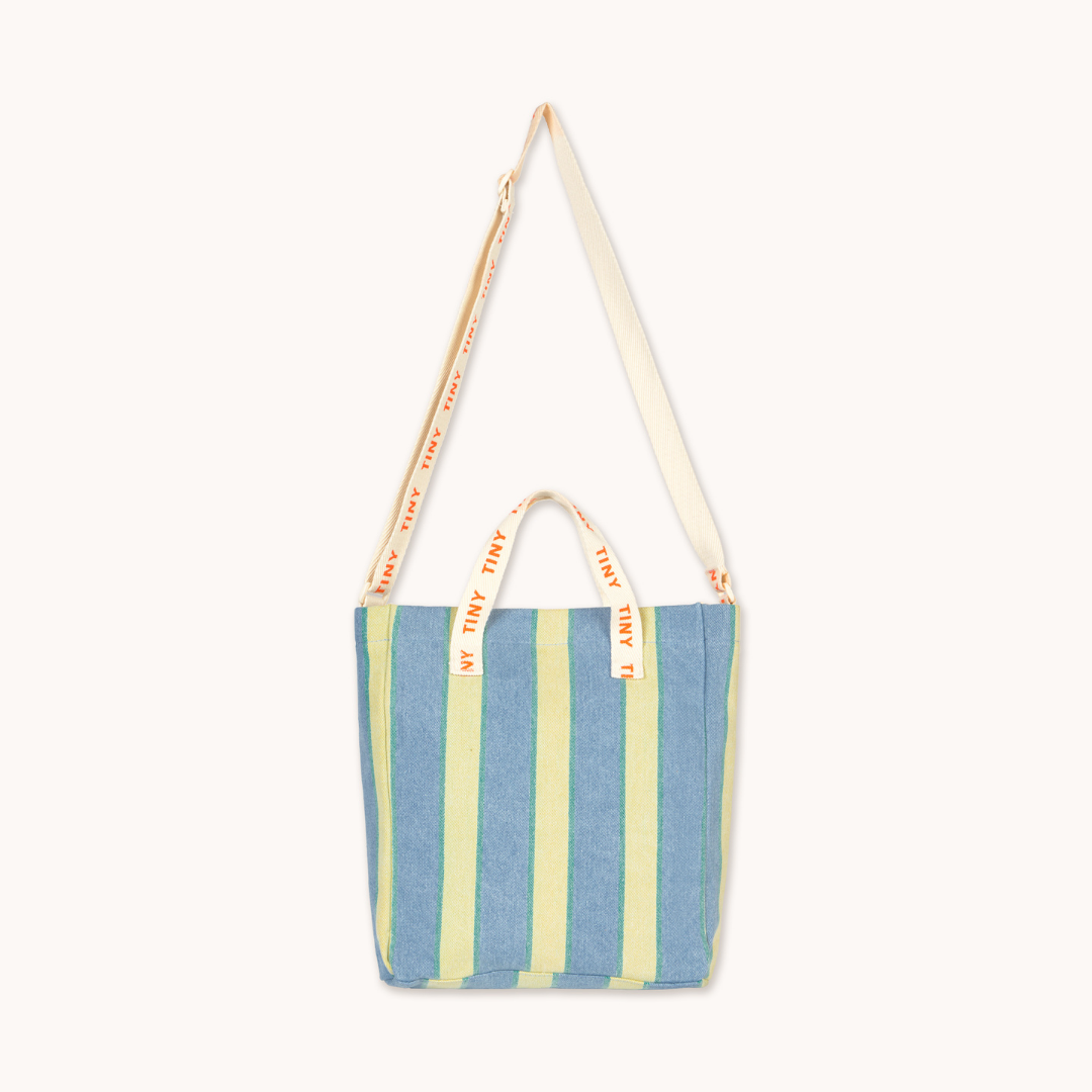 TINY COTTONS RETRO STRIPES SHOES BAG: LIGHT WASH DENIM