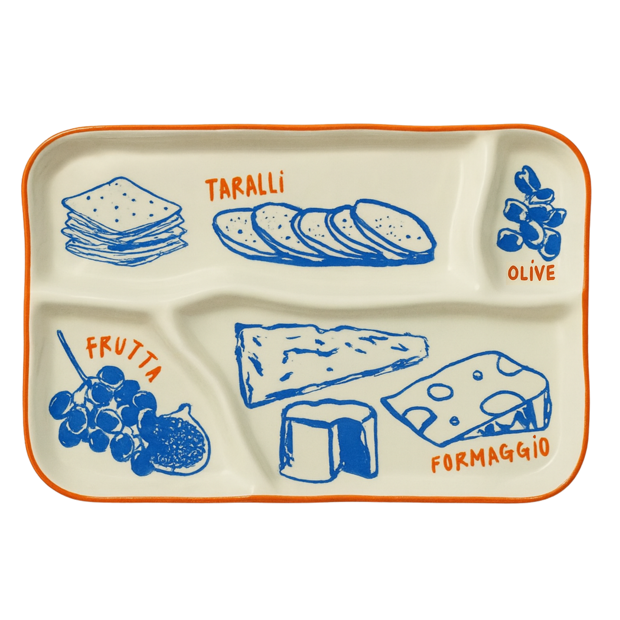 DELI CERAMIC DIVDED CHEESE PLATTER: SML