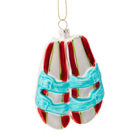 THONGS GLASS ORNAMENT: RED/WHITE