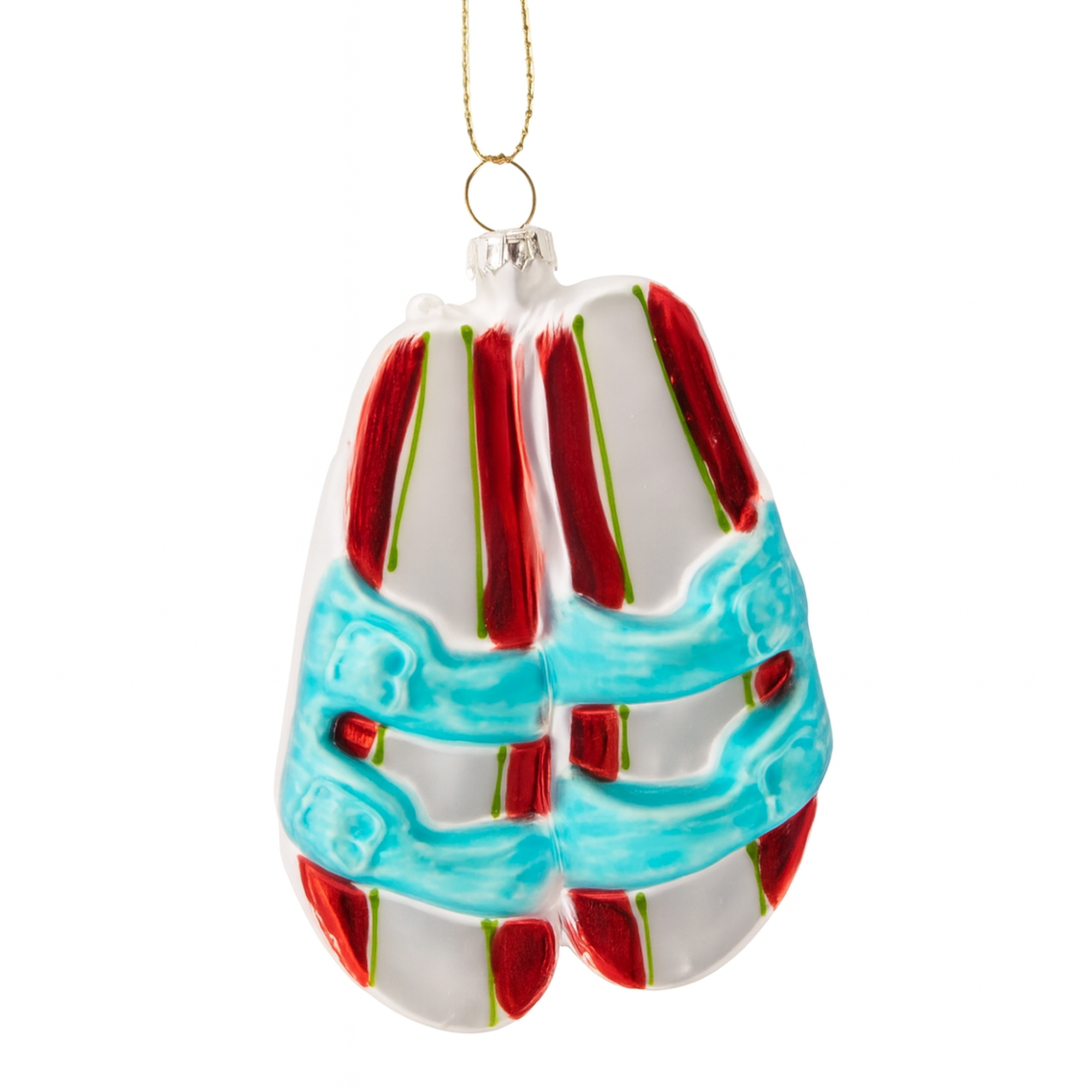 THONGS GLASS ORNAMENT: RED/WHITE