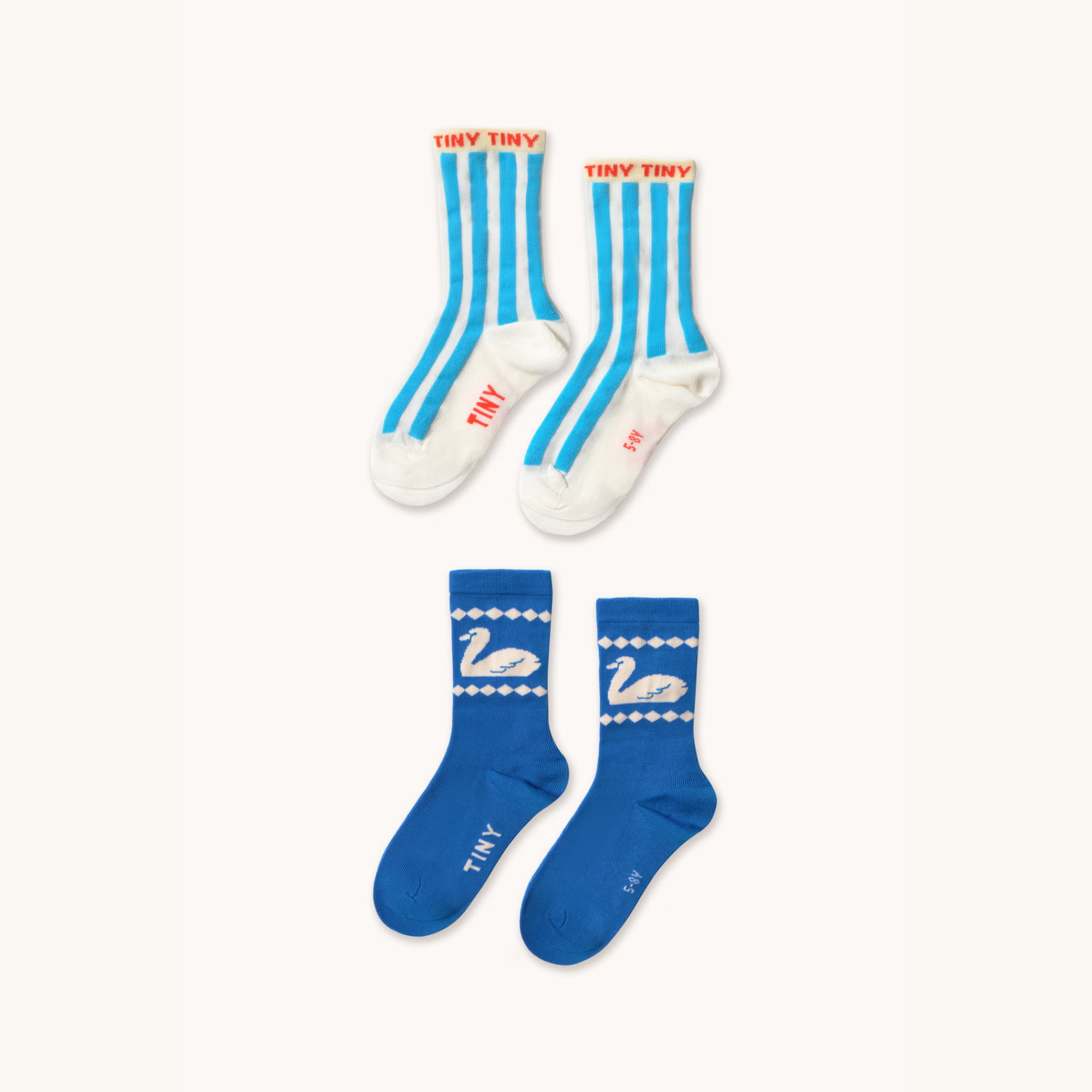 TINY COTTONS BLUE STRIPES & SWAN SOCKS 2PC