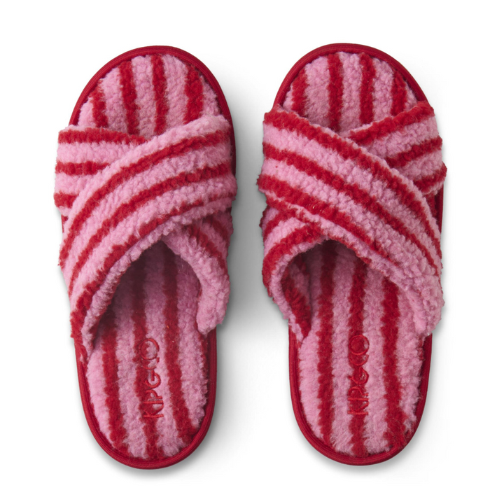 KIP &amp; CO CANDY STRIPE SHERPA ADULT SLIPPER