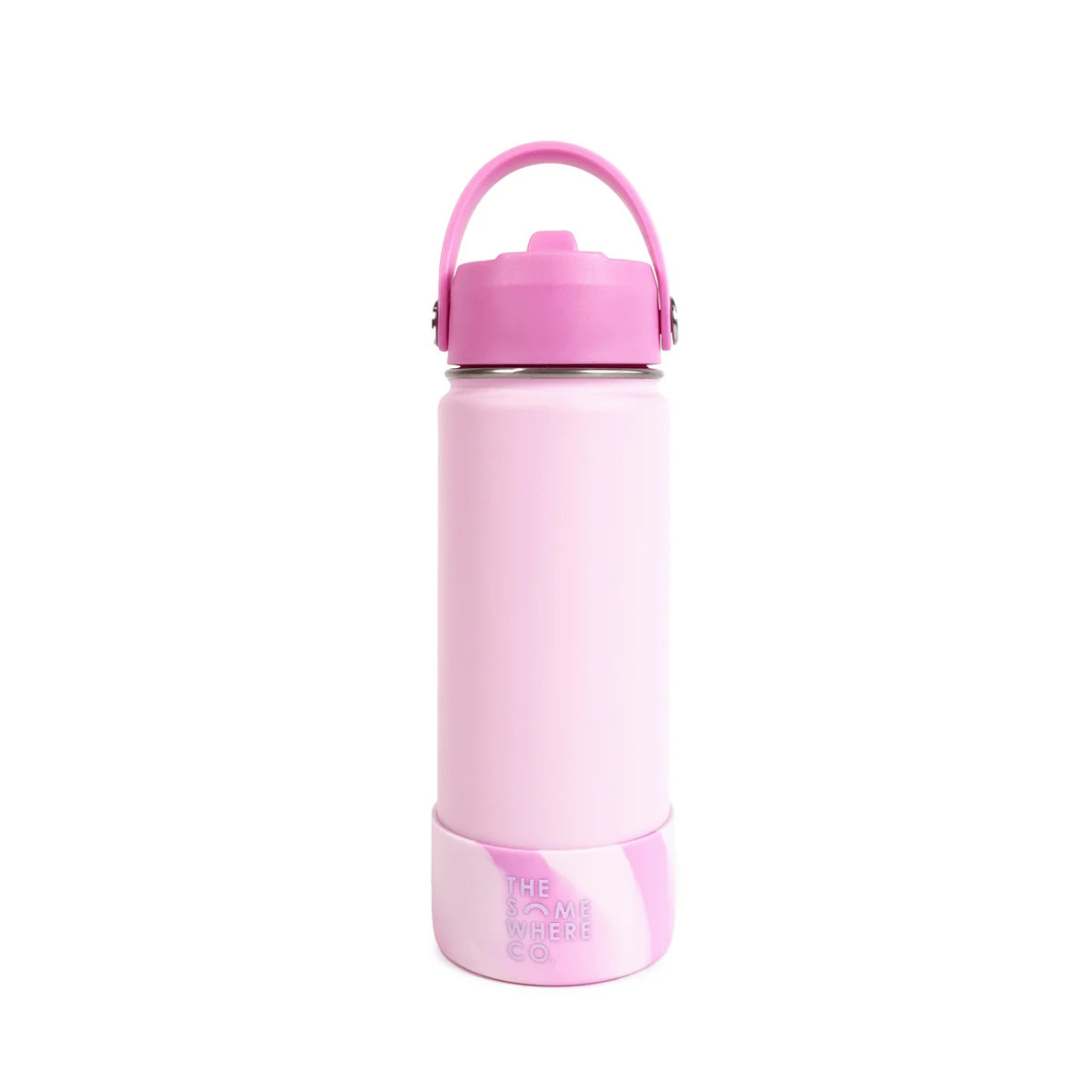 THE SOMEWHERE CO LIGHT PINK SWIRL WATER BOTTLE: 500ML