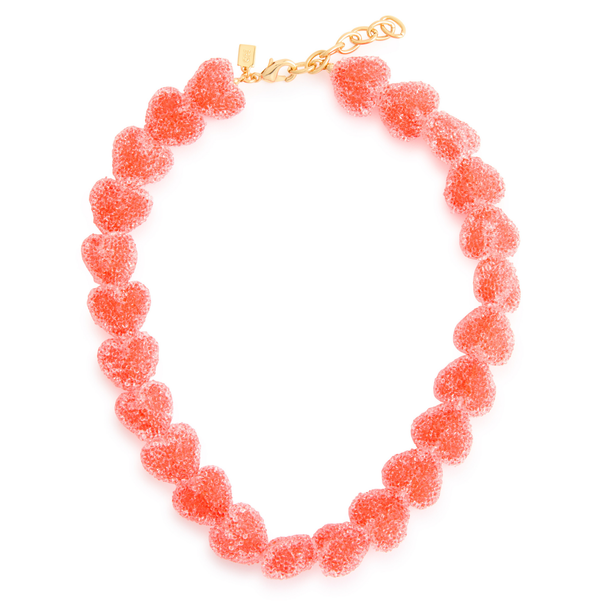 CRYSTAL HAZE JELLY HEART NECKLACE: WATERMELON