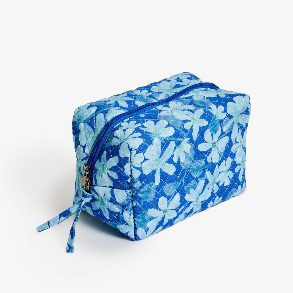 Bonnie and Neil Medium Toiletry Bag Violet Blue - quilted linen wash bag