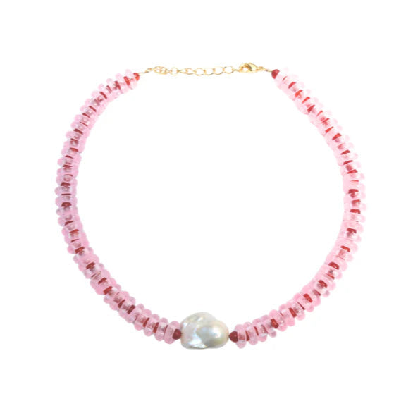 SANDRALEXANDRA RONDELLE WAVE NECKLACE: PINK & RED