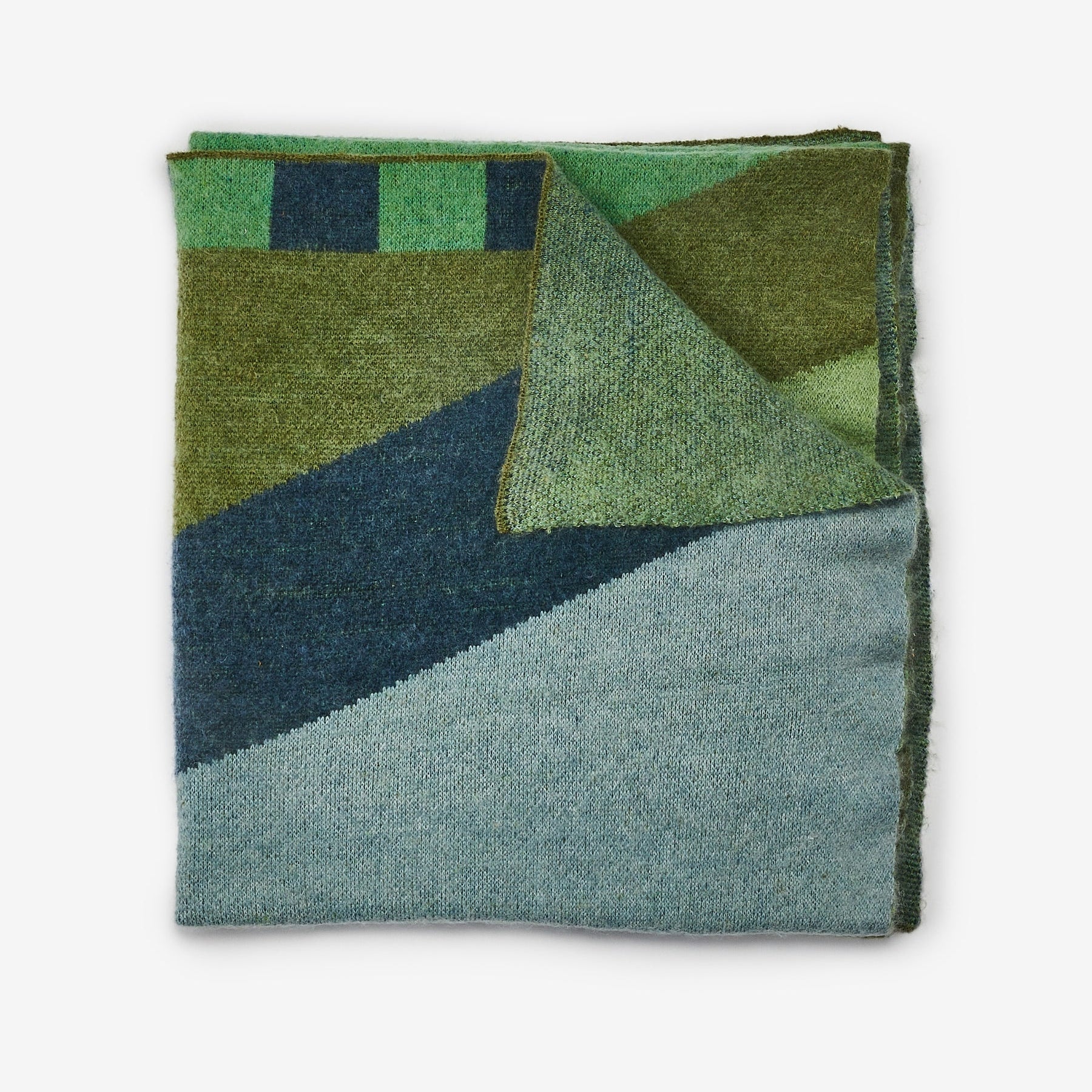 BONNIE AND NEIL MOHAIR GEOMETRIC GREEN THROW