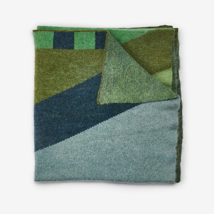 BONNIE AND NEIL MOHAIR GEOMETRIC GREEN THROW