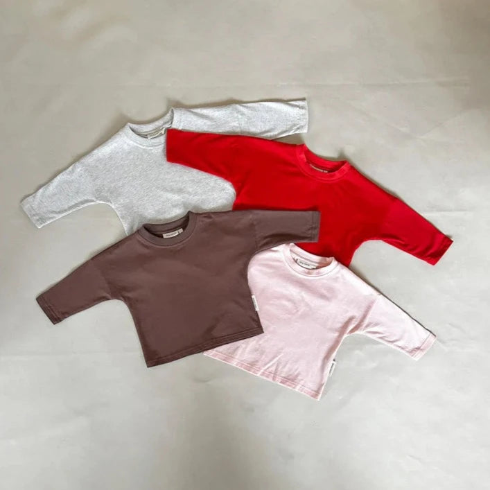 TINY TROVE ROMY L/S TEE: CRIMSON