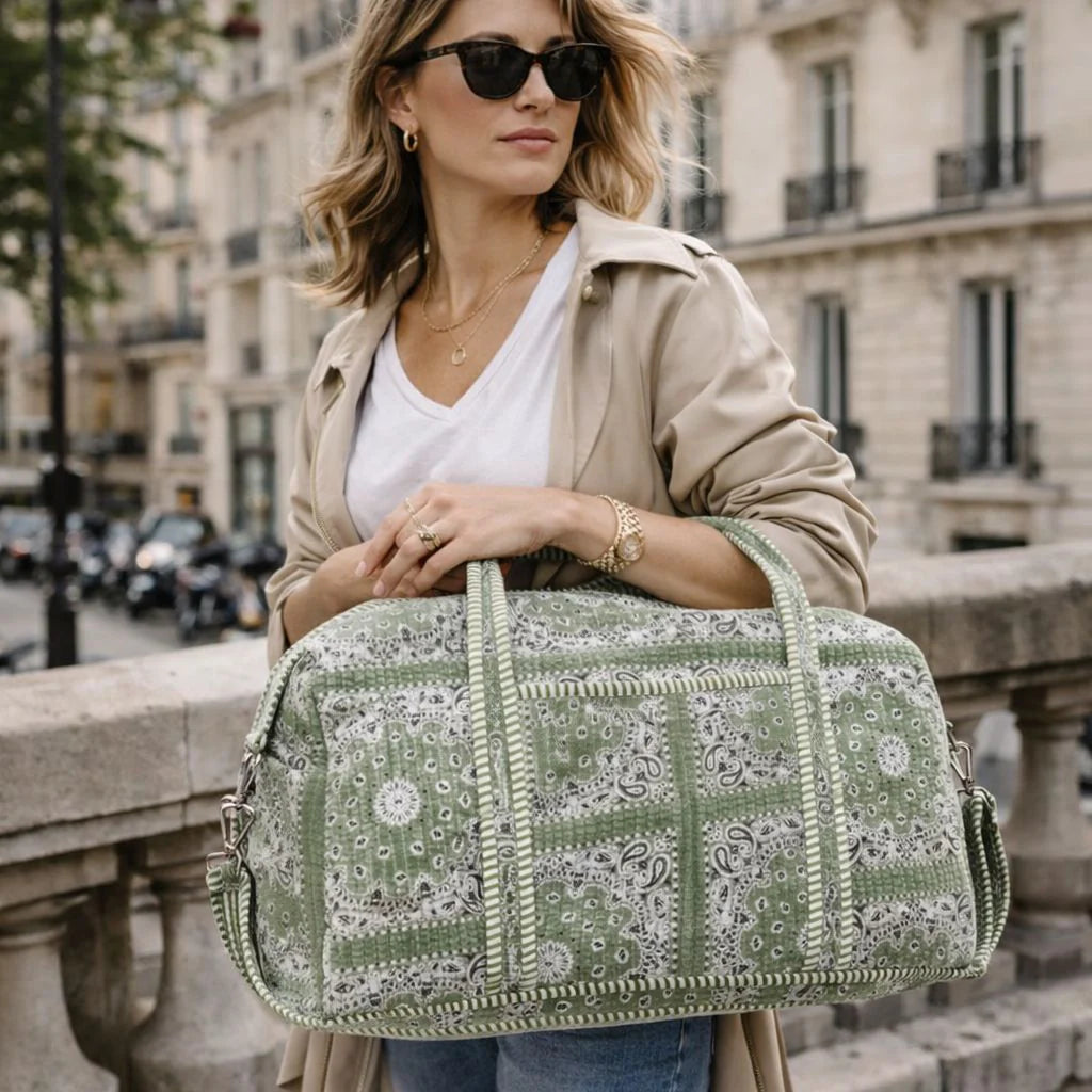 PARISIAN COOL VELVET WEEKENDER: BANDANA GREEN