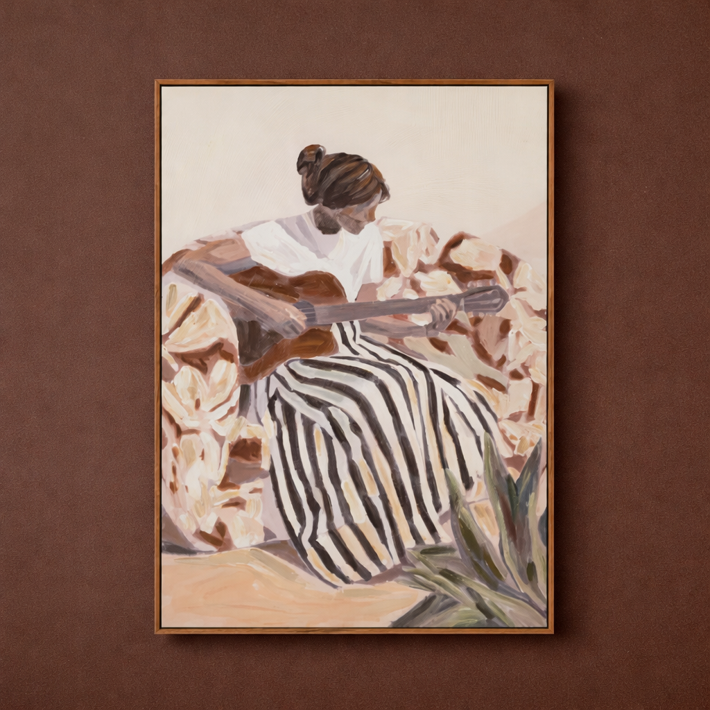BRITTANY TEAK FRAME OIL PAINTING