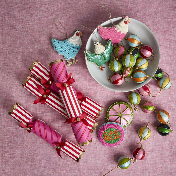 CARNIVAL STRIPE CRACKERS 6PC, RED &amp; PINK