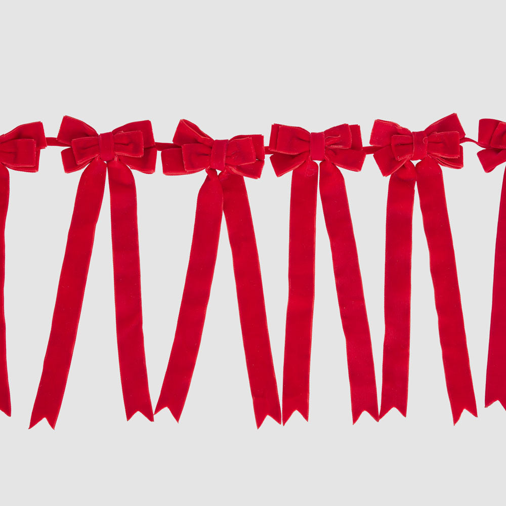 SCARLET VELVET BOW GARLAND, RED