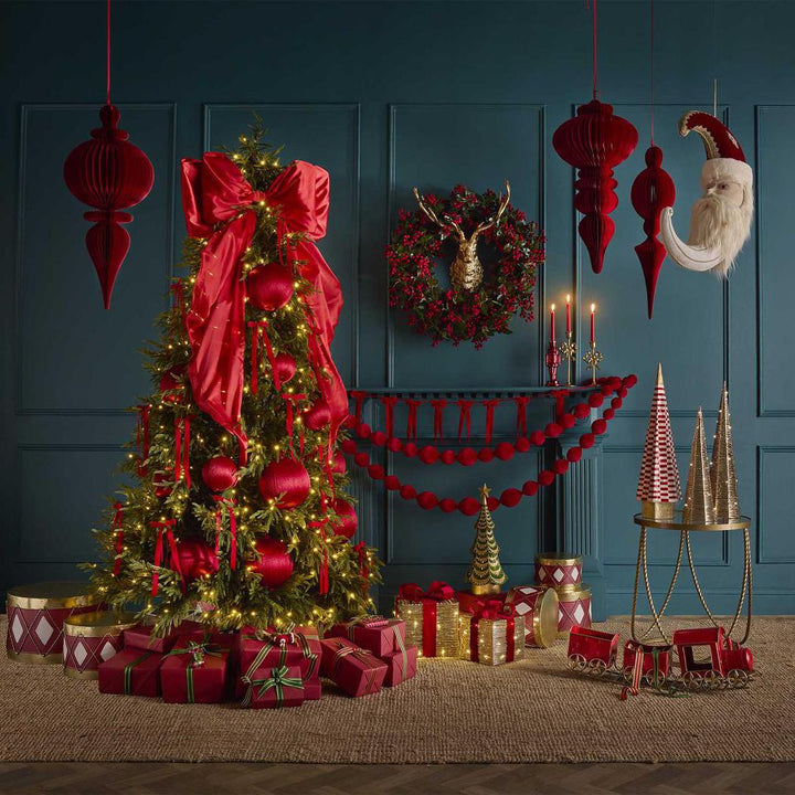 SCARLET VELVET BOW GARLAND, RED