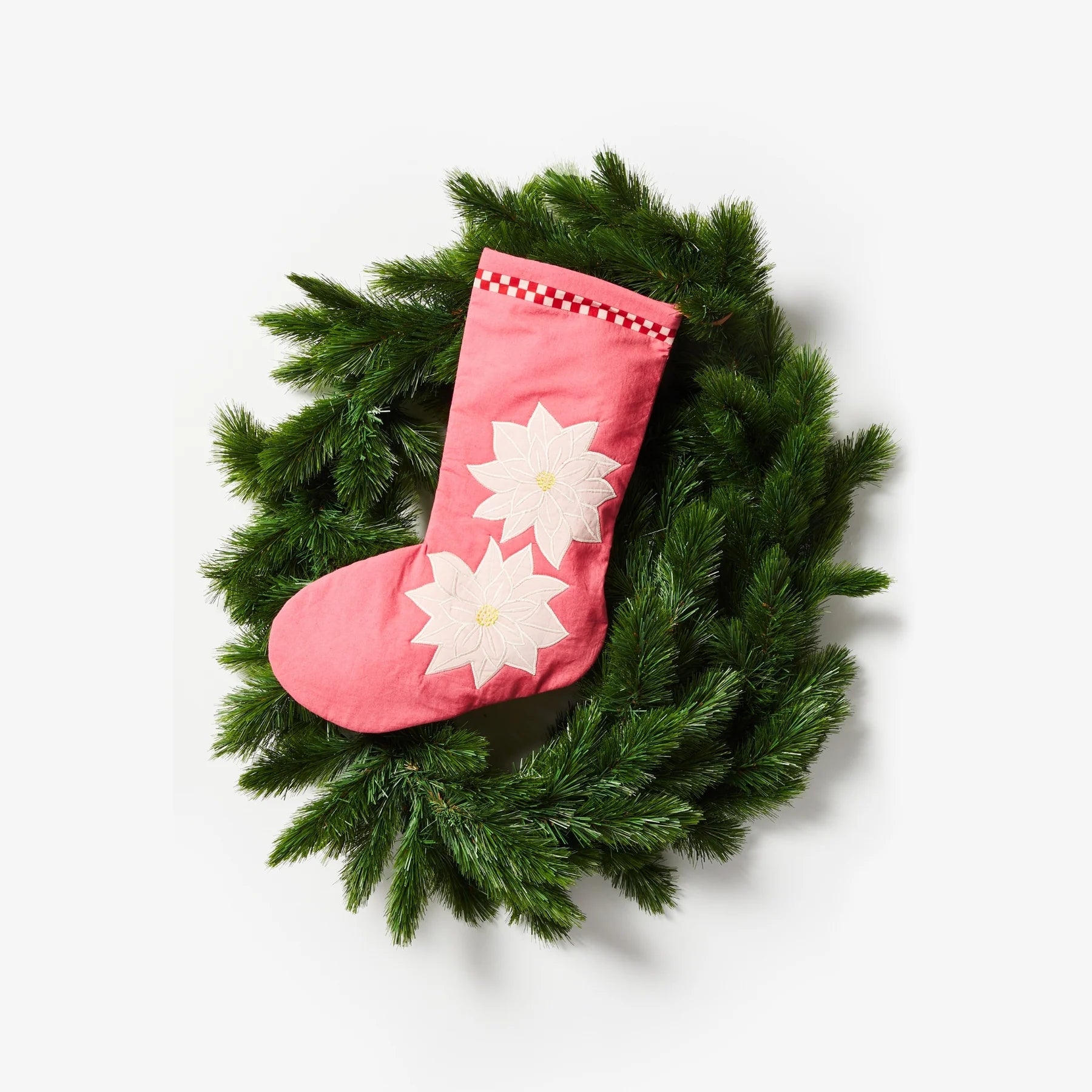 BONNIE AND NEIL CHRISTMAS STOCKING: POINSETTIA PINK