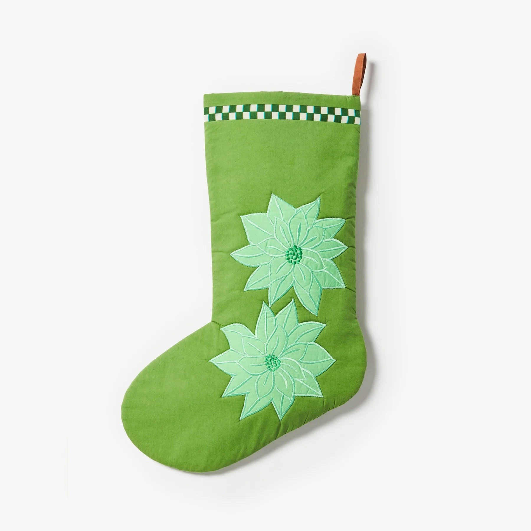 BONNIE AND NEIL CHRISTMAS STOCKING: POINSETTIA GREEN