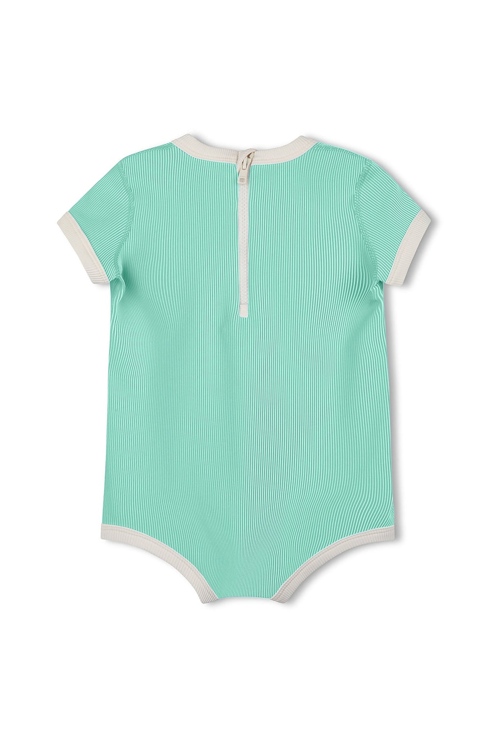 Zulu & Zephyr Mini Stripe Infant Onesie Aqua back