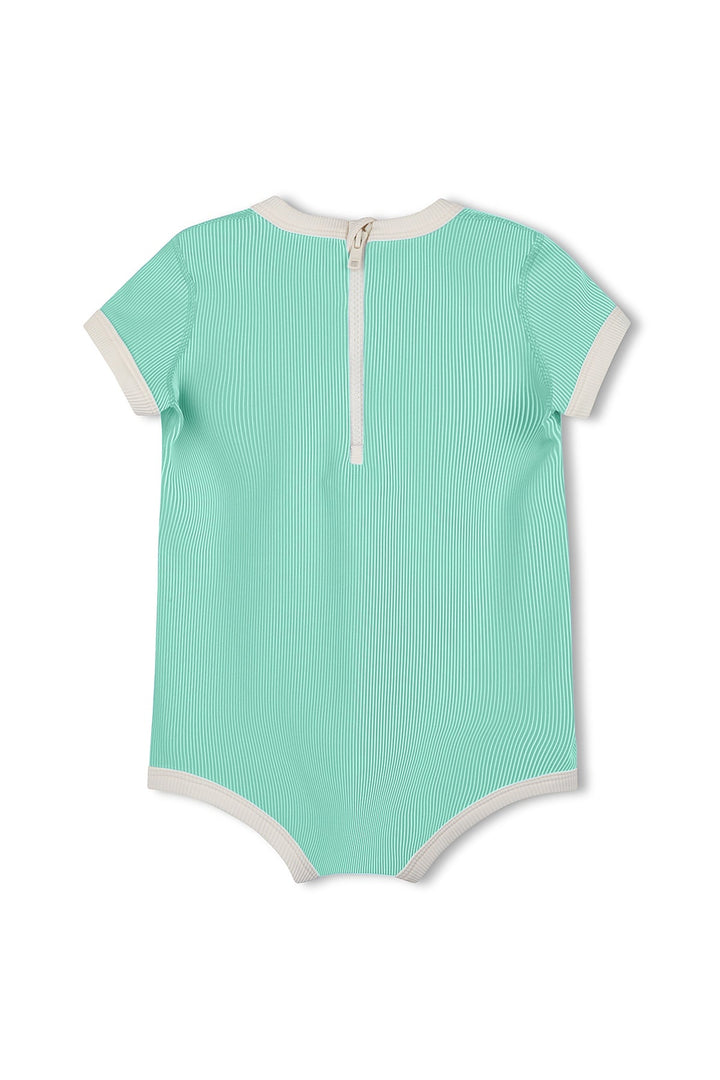 Zulu &amp; Zephyr Mini Stripe Infant Onesie Aqua back