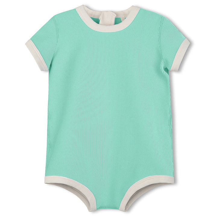 Zulu &amp; Zephyr Mini Stripe Infant Onesie: Aqua