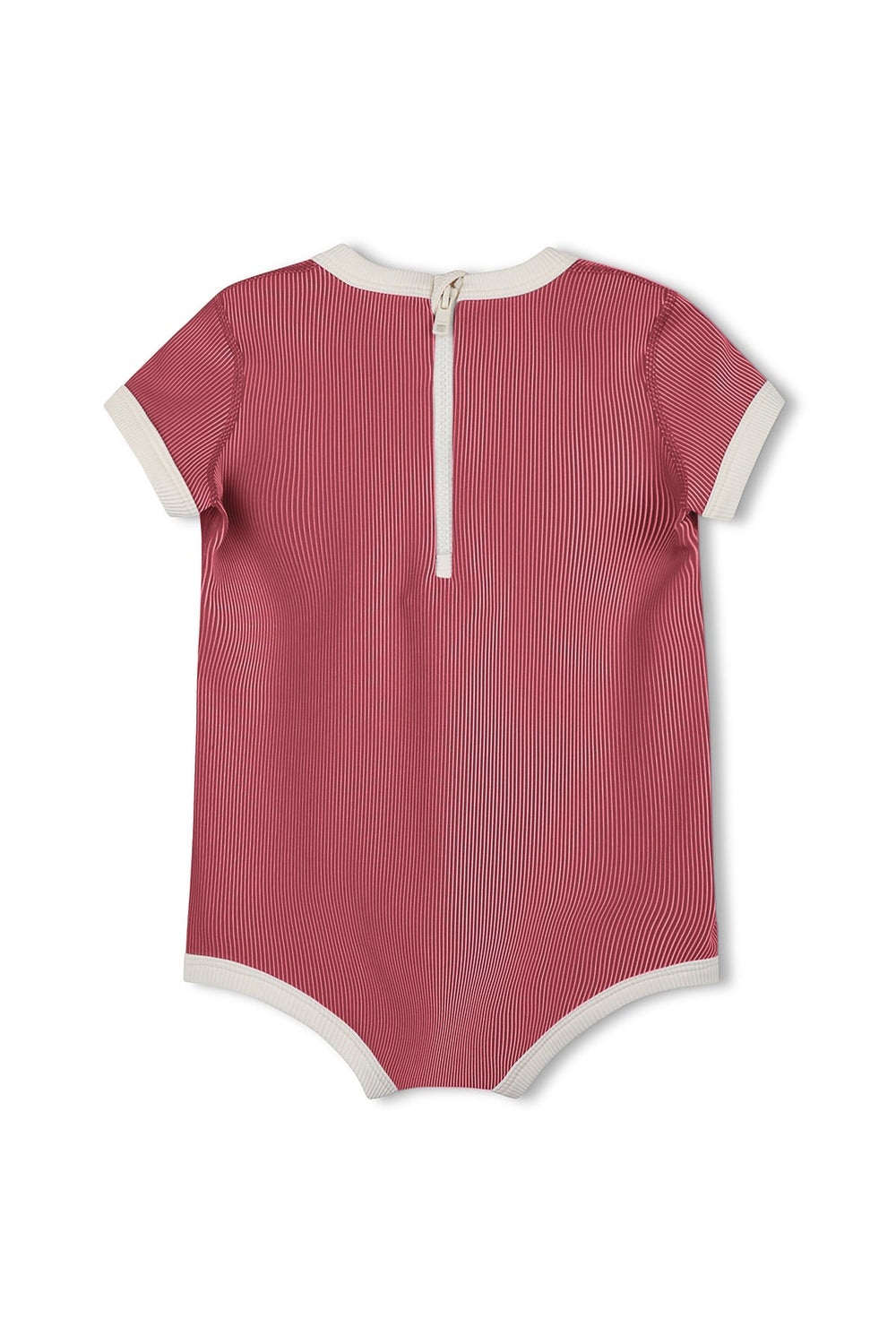 Zulu & Zephyr Mini Stripe Infant Onesie Clay Red back