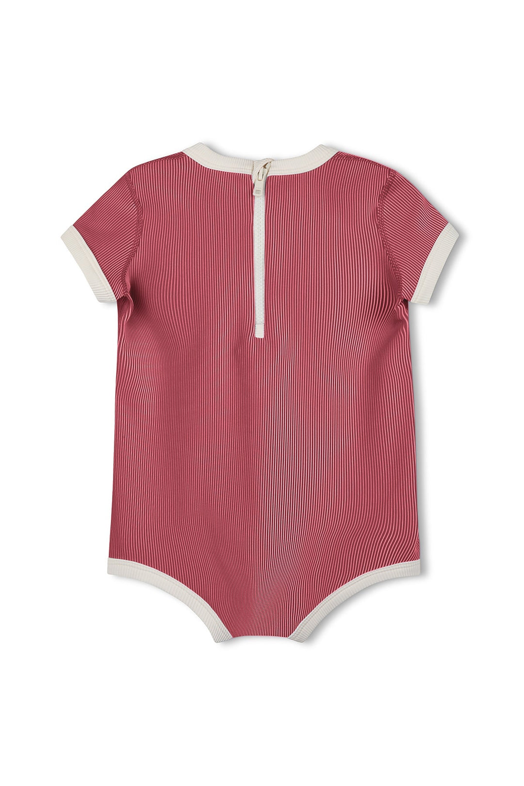 Zulu &amp; Zephyr Mini Stripe Infant Onesie Clay Red back