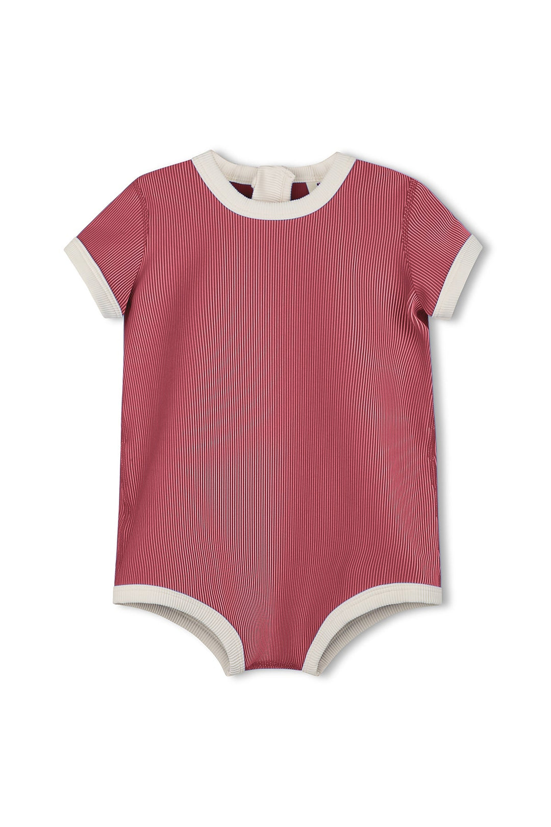 Zulu &amp; Zephyr Mini Stripe Infant Onesie Clay Red front