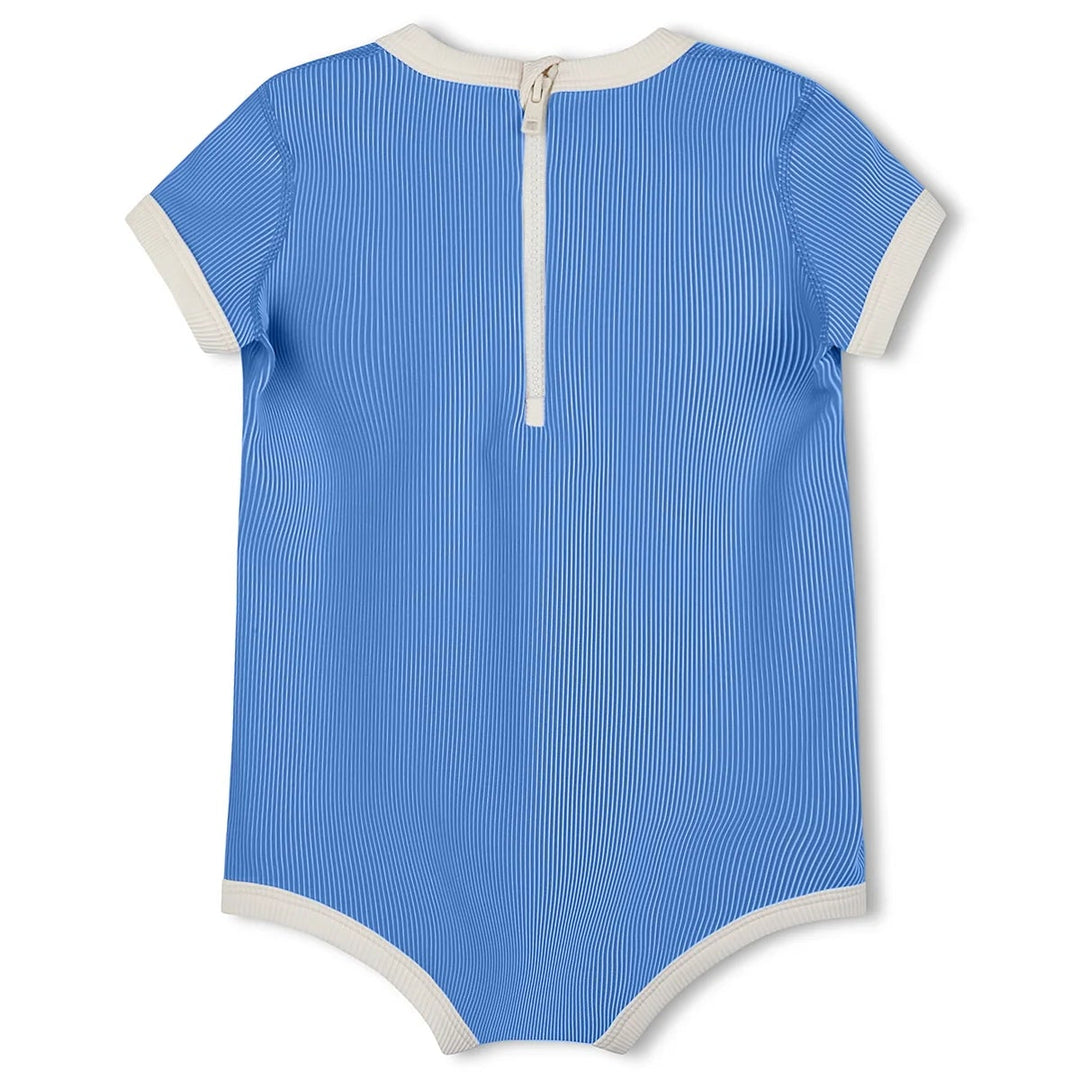 ZULU &amp; ZEPHYR MINI STRIPE RIB INFANT ONESIE: SKY BLUE