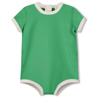 ZULU & ZEPHYR MINI STRIPE RIB INFANT ONESIE: PARROT GREEN