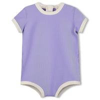 ZULU & ZEPHYR MINI STRIPE RIB INFANT ONESIE: GRAPE