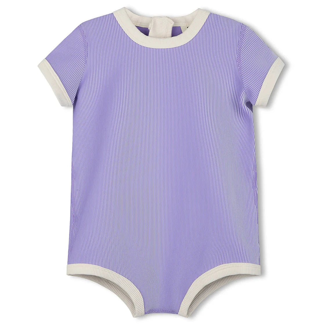 ZULU & ZEPHYR MINI STRIPE RIB INFANT ONESIE: GRAPE