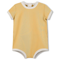 ZULU & ZEPHYR MINI STRIPE RIB INFANT ONESIE: MARIGOLD