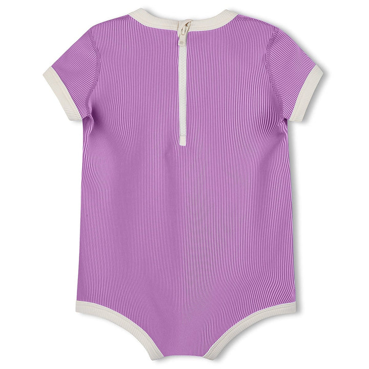 Zulu &amp; Zephyr Mini Stripe Infant Onesie: Lilac - back