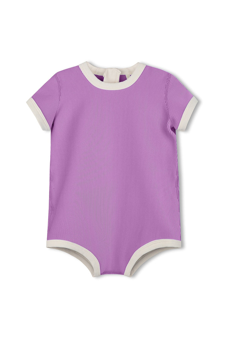 Zulu &amp; Zephyr Mini Stripe Infant Onesie Lilac front