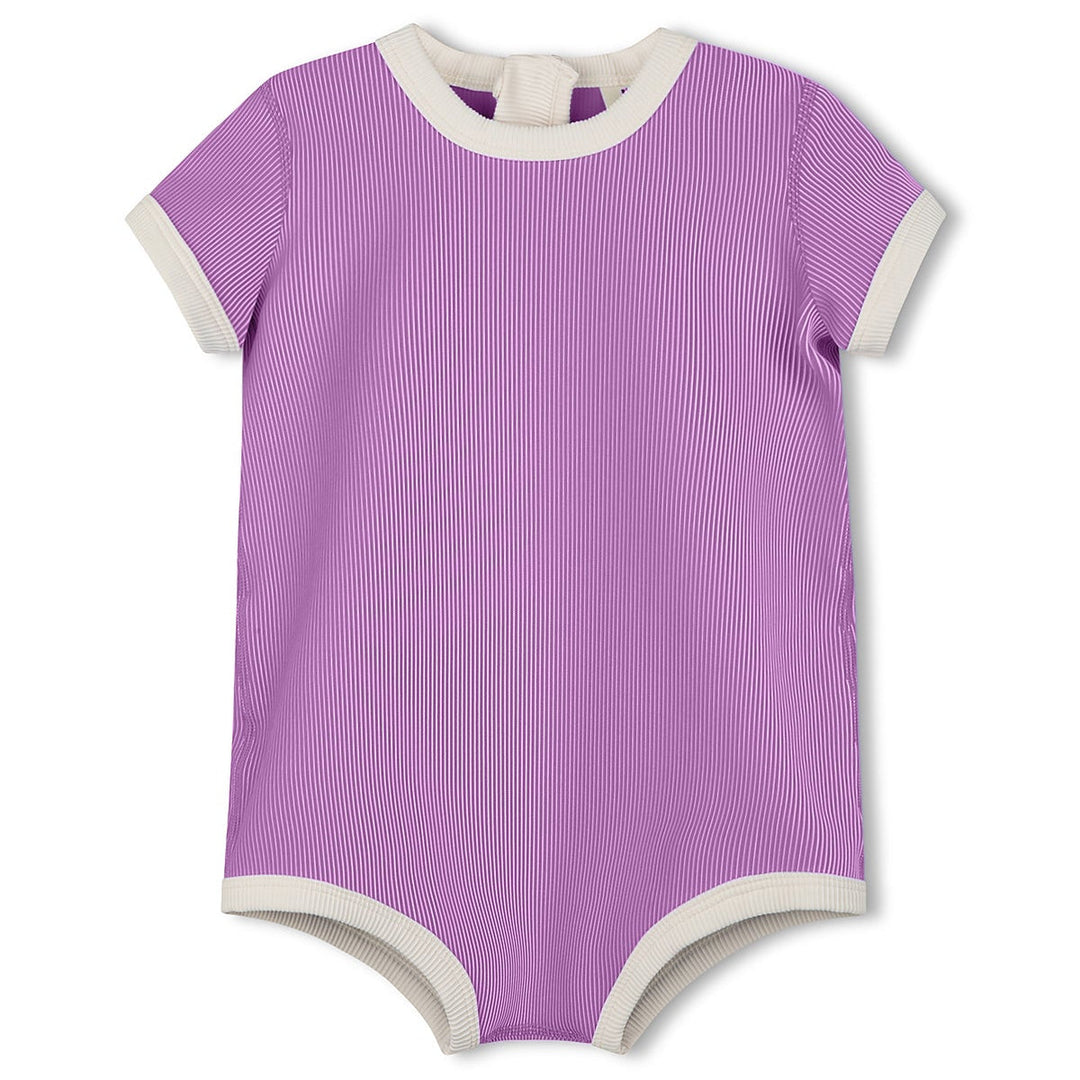 Zulu & Zephyr Mini Stripe Infant Onesie: Lilac