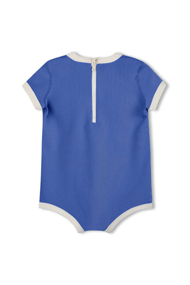 Zulu &amp; Zephyr Mini Stripe Infant Onesie Sea Blue back