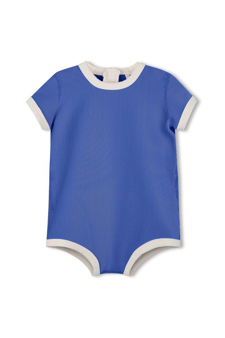Zulu &amp; Zephyr Mini Stripe Infant Onesie Sea Blue front