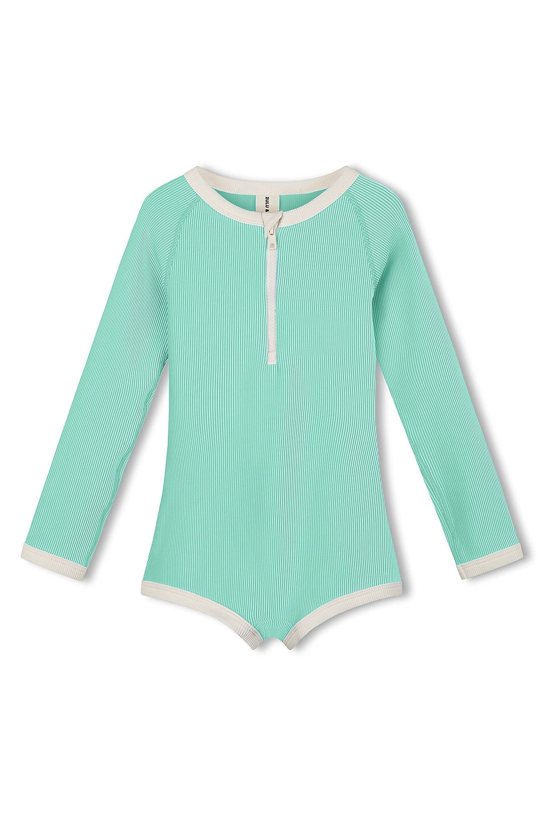 Zulu &amp; Zephyr Mini Stripe Rashie Onesie Aqua front