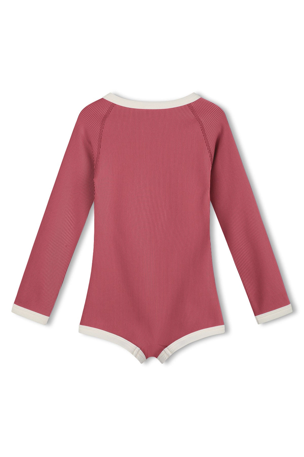 Zulu & Zephyr Mini Stripe Rashie Onesie Clay Red back