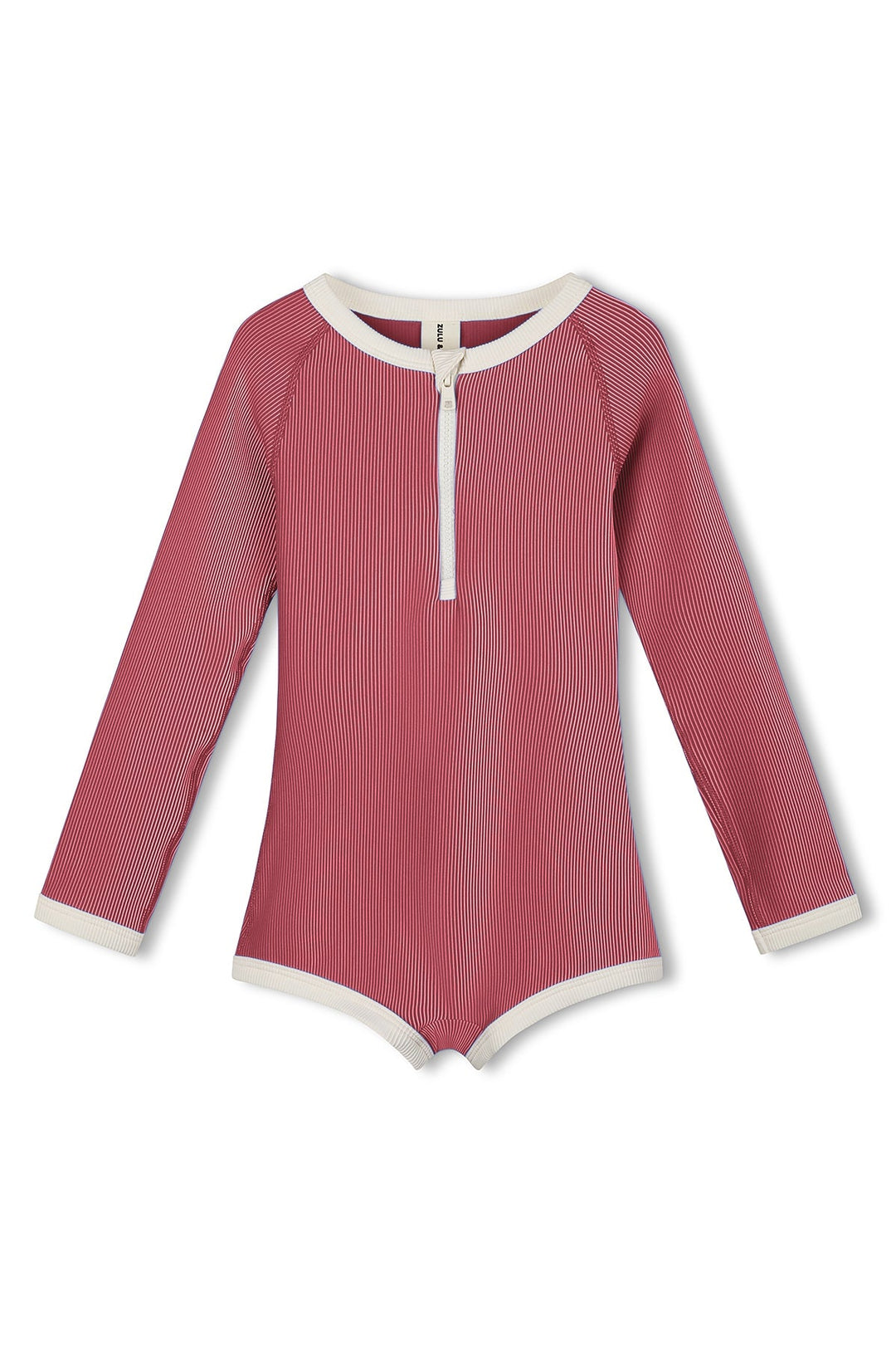 Zulu &amp; Zephyr Mini Stripe Rashie Onesie Clay Red front