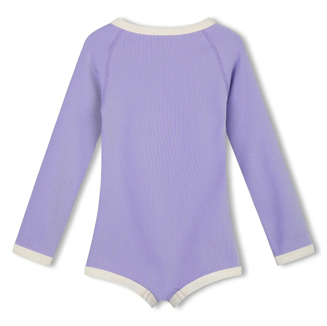 ZULU & ZEPHYR MINI STRIPE RIB RASHIE ONESIE: GRAPE