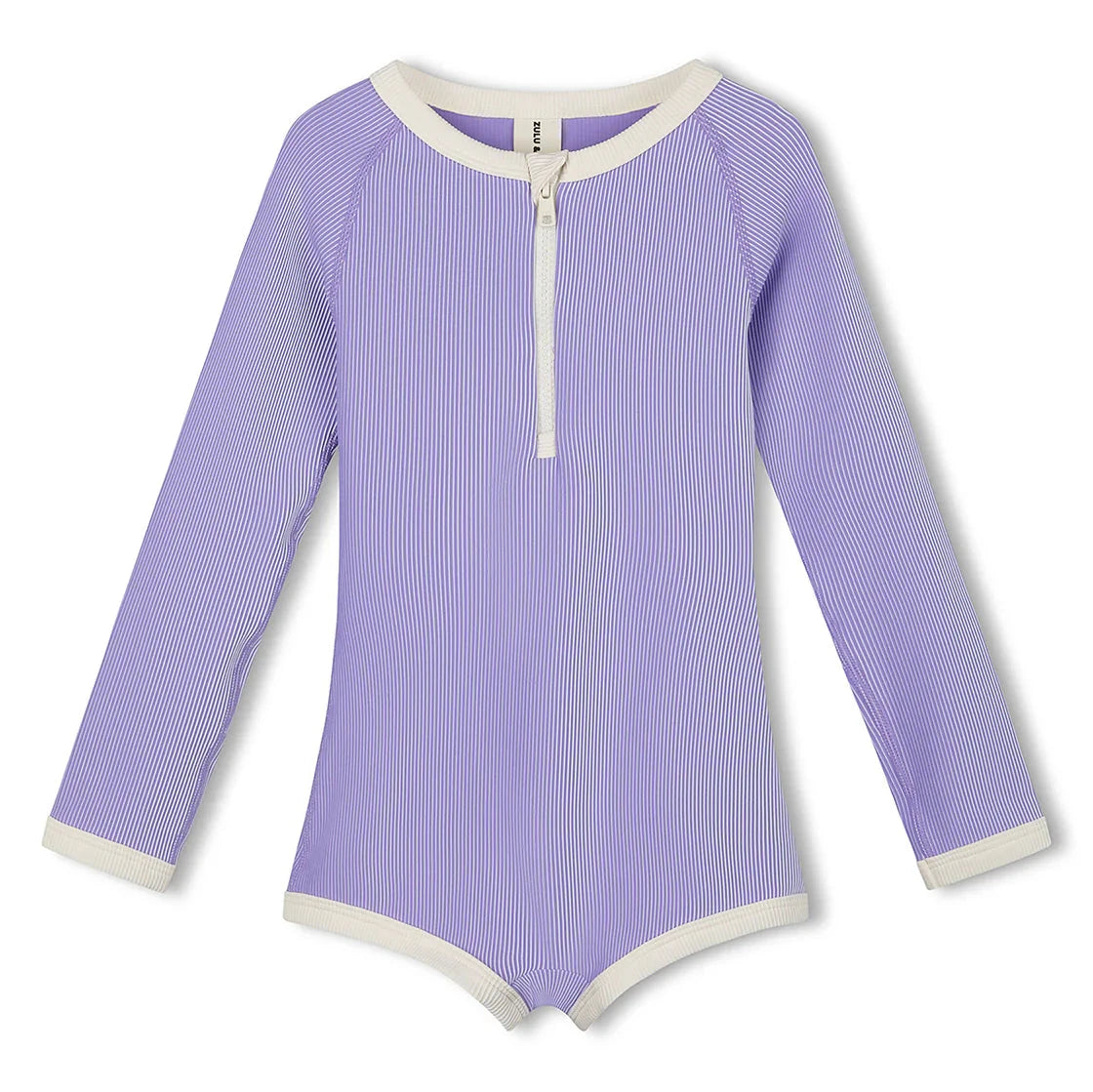 ZULU & ZEPHYR MINI STRIPE RIB RASHIE ONESIE: GRAPE