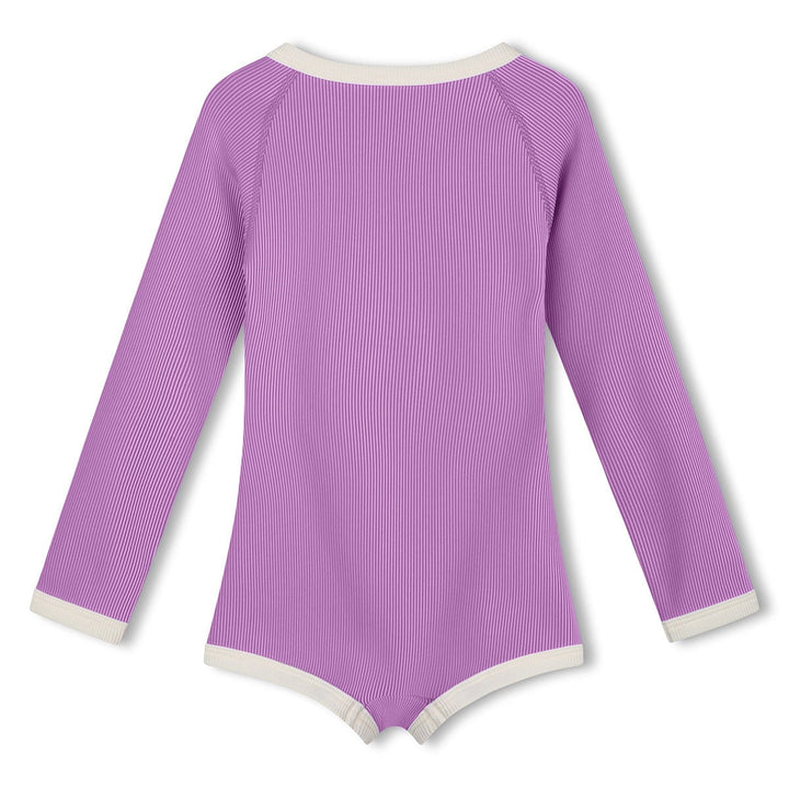Zulu &amp; Zephyr Mini Stripe Rashie Onesie: Lilac - back