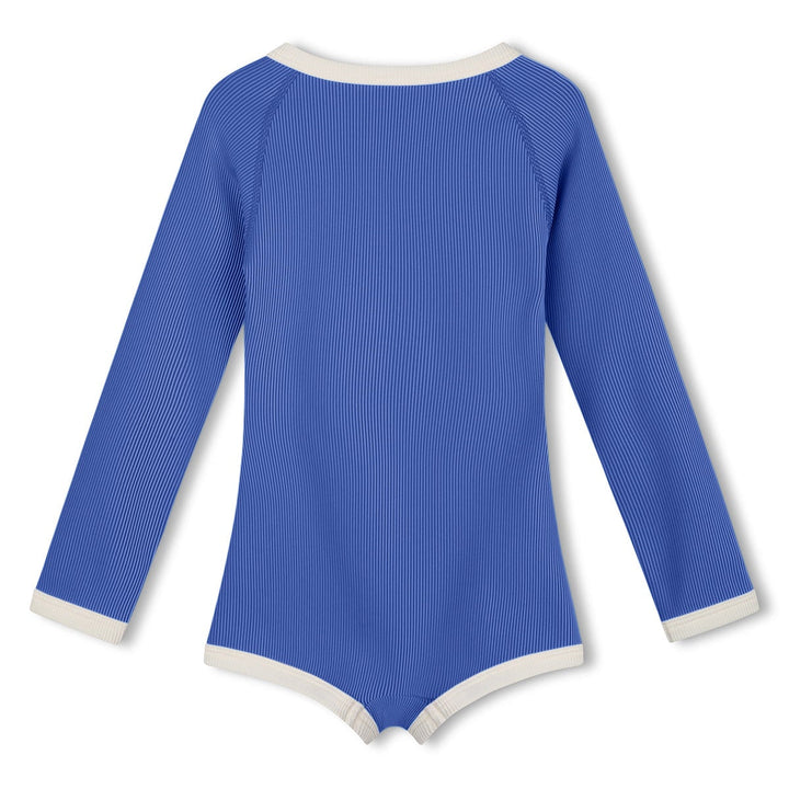Zulu &amp; Zephyr Mini Stripe Rashie Onesie: Sea Blue - back